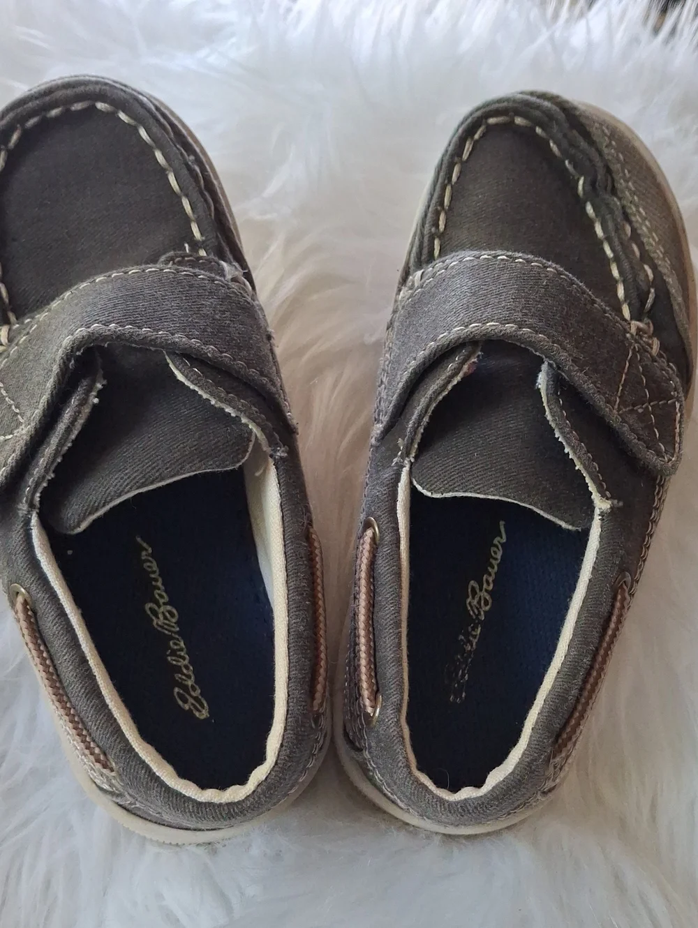 Eddie Bauer Boys/Toddler Gray Canvas Moccasin Slip-Ons